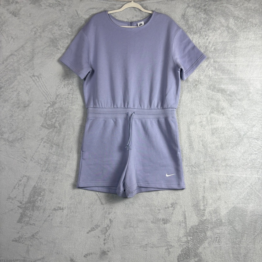 Nike Sportswear Fleece Romper Lavender Purple Short Sleeve Zip Back